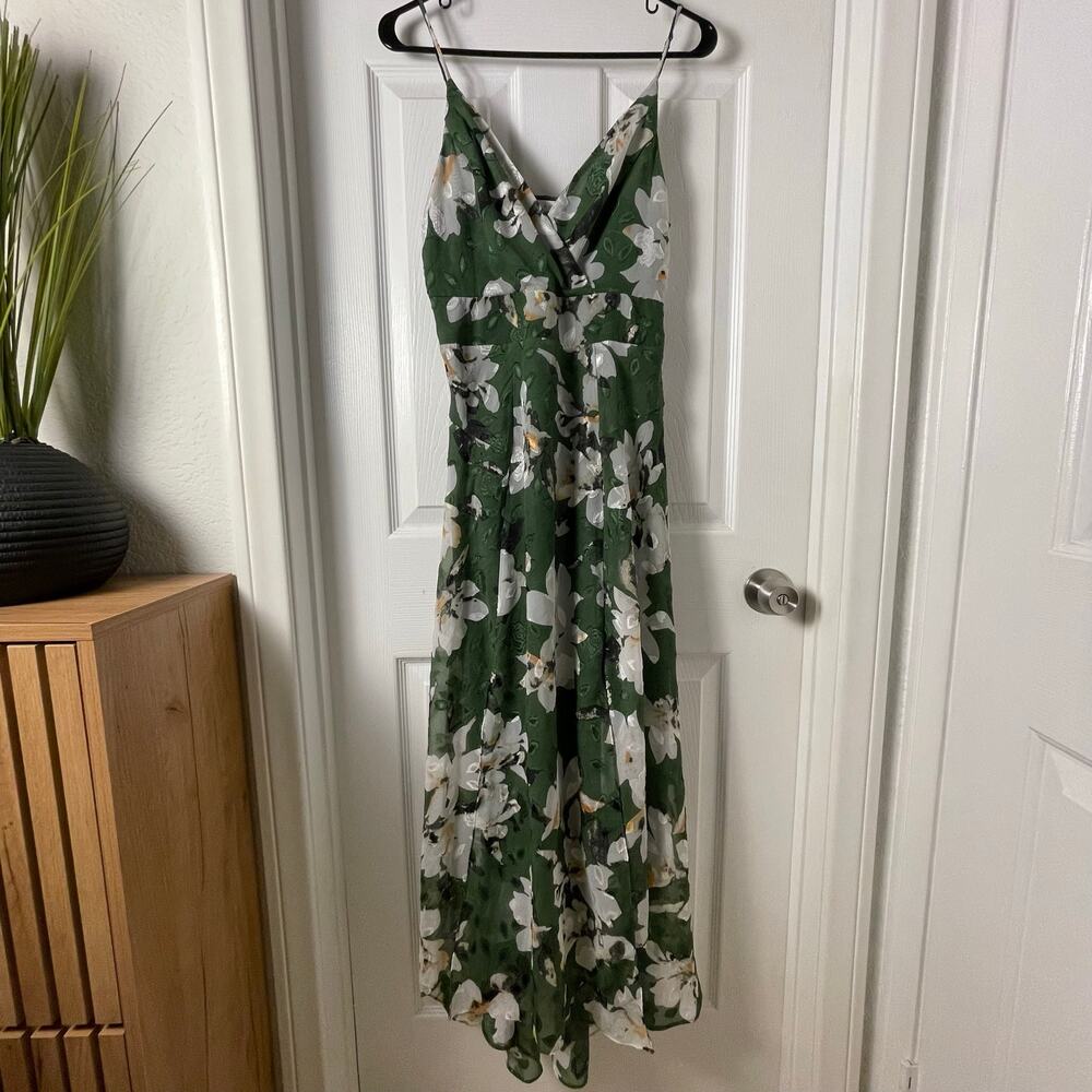 ASTR The Label Green Floral V-Neck Maxi Dress Size Large